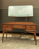 REFINISHED British MCM Vanity & Mirror or Desk by Alfred Cox, Perfect, Compact 12