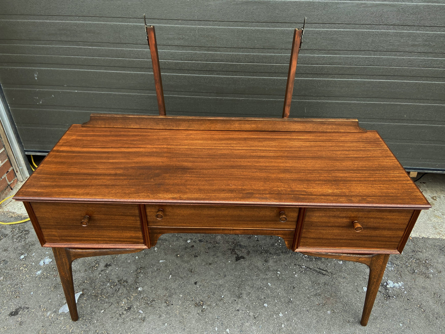 REFINISHED British MCM Vanity & Mirror or Desk by Alfred Cox, Perfect, Compact