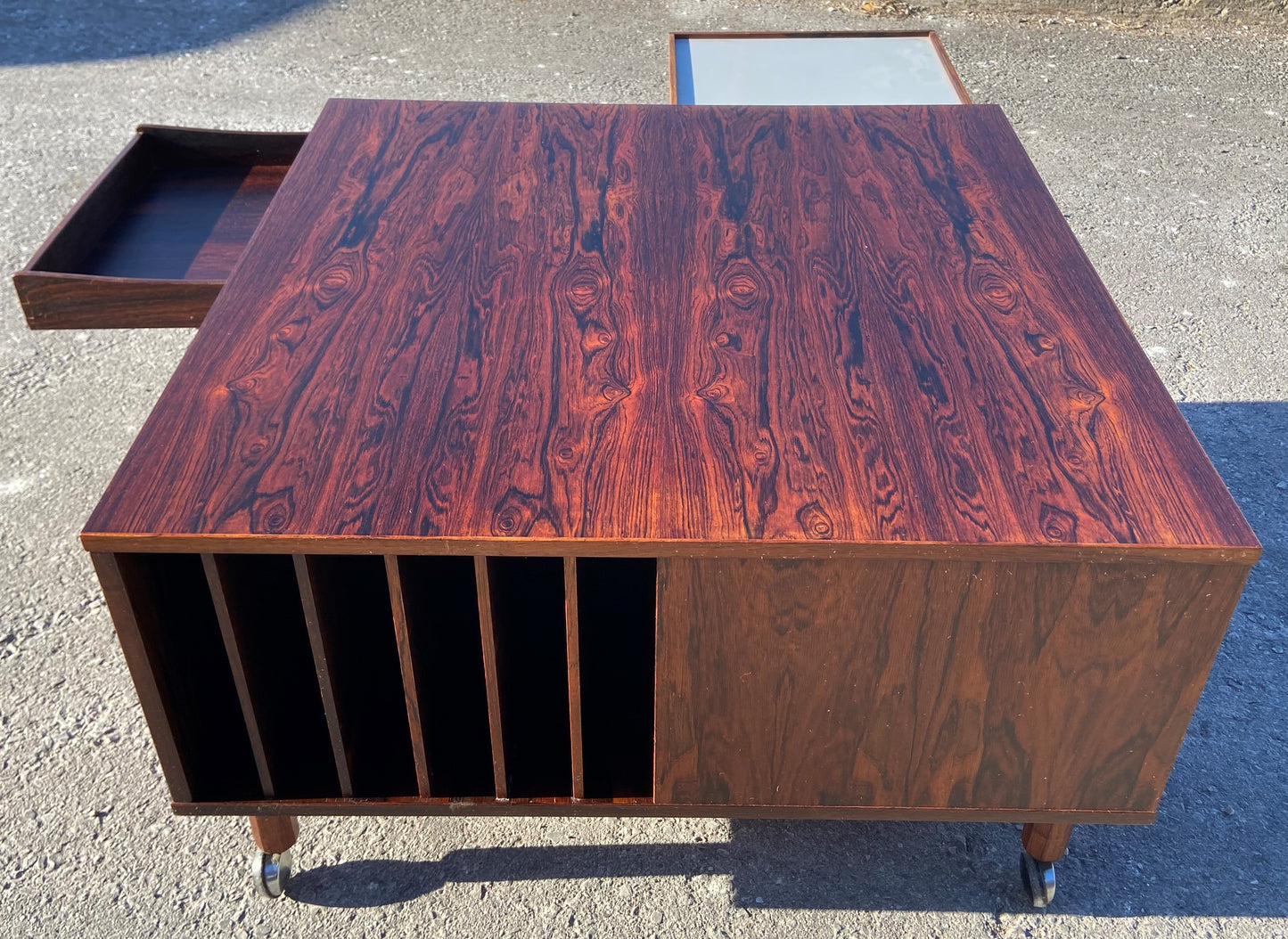 REFINISHED Danish MCM Rosewood Coffee Table w Storage by P.Lovig Nielsen