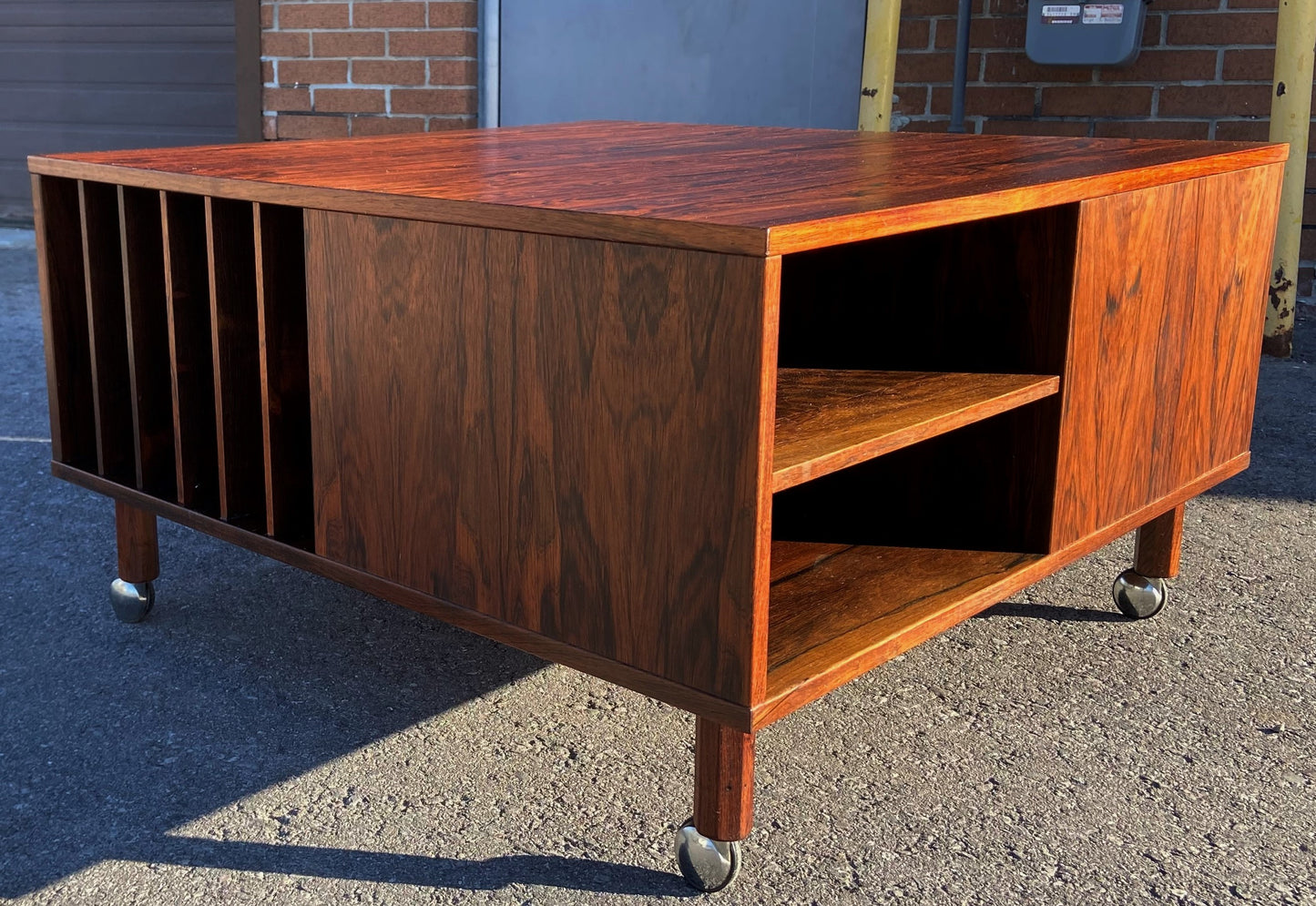 REFINISHED Danish MCM Rosewood Coffee Table w Storage by P.Lovig Nielsen