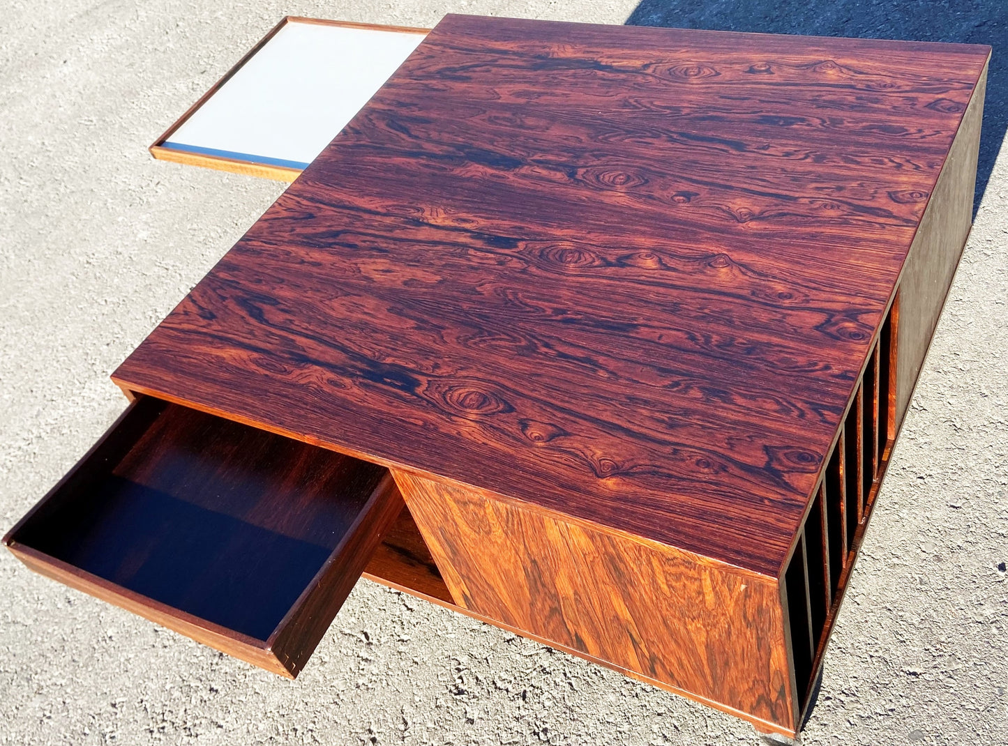 REFINISHED Danish MCM Rosewood Coffee Table w Storage by P.Lovig Nielsen