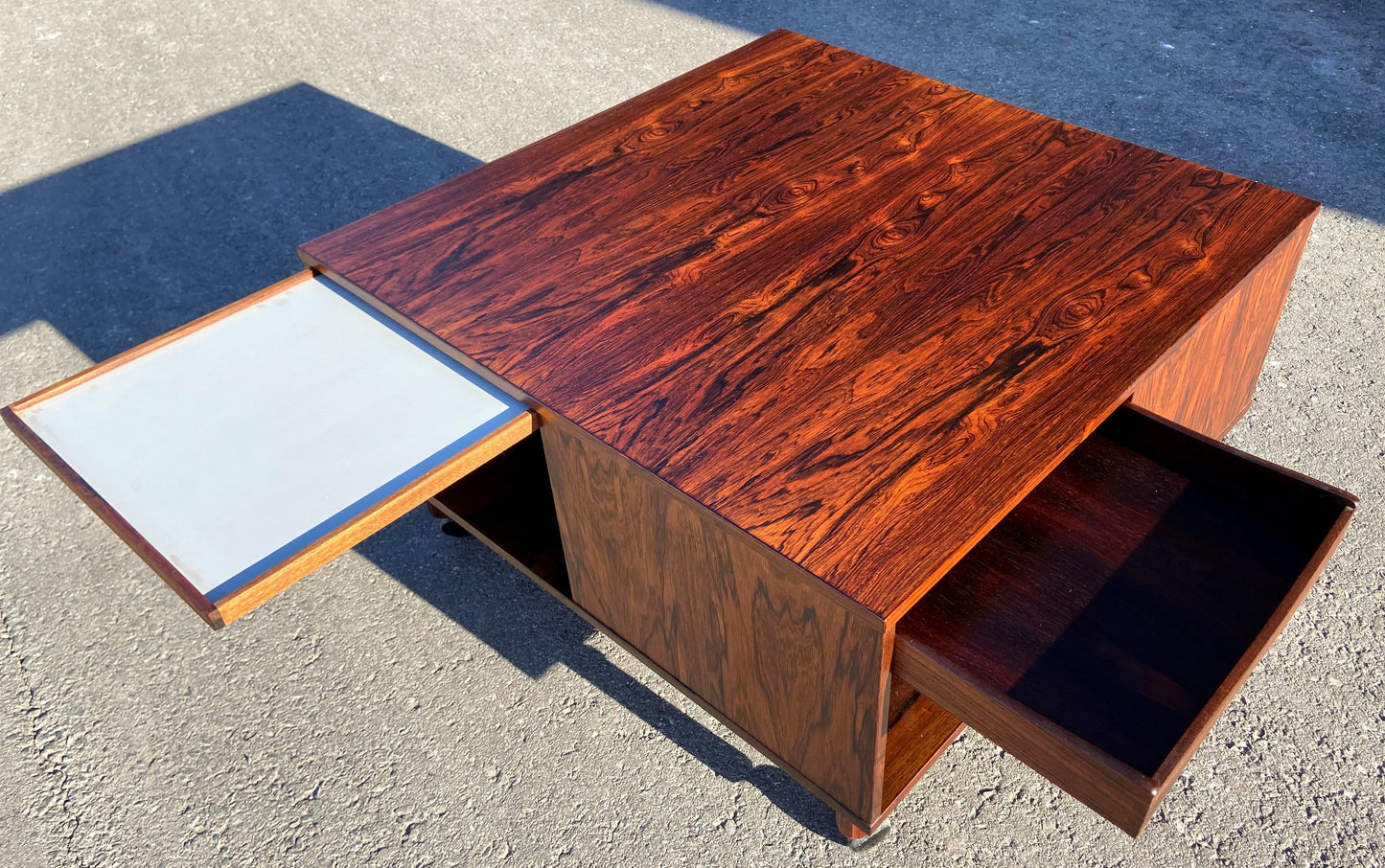 REFINISHED Danish MCM Rosewood Coffee Table w Storage by P.Lovig Nielsen