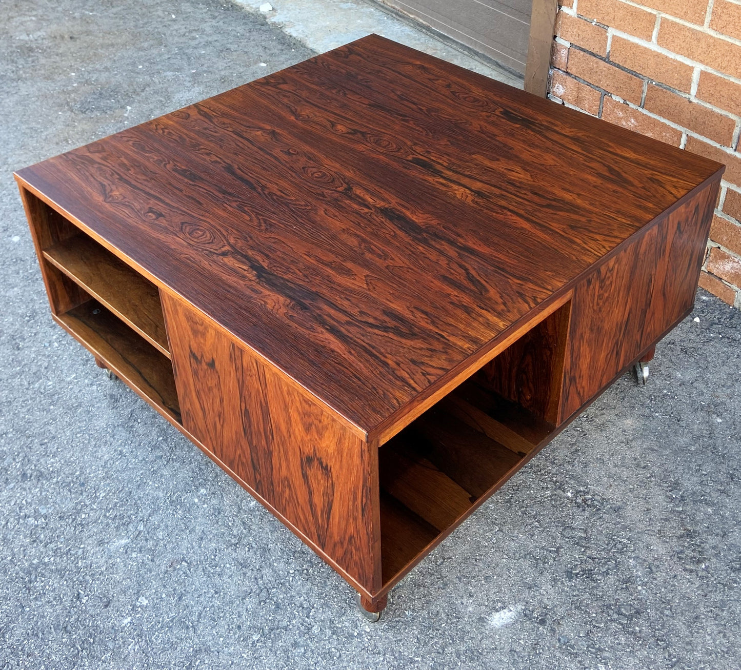 REFINISHED Danish MCM Rosewood Coffee Table w Storage by P.Lovig Nielsen