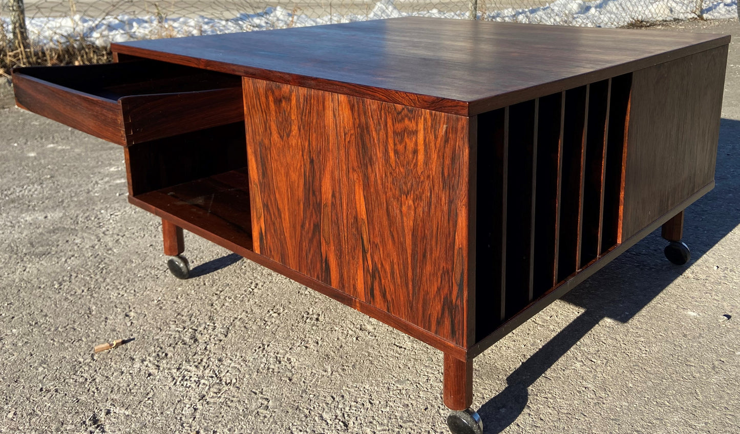 REFINISHED Danish MCM Rosewood Coffee Table w Storage by P.Lovig Nielsen