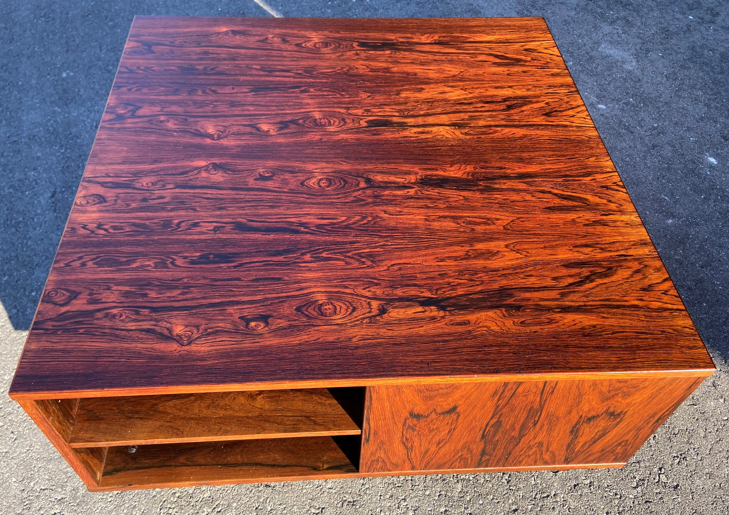 REFINISHED Danish MCM Rosewood Coffee Table w Storage by P.Lovig Nielsen