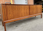 REFINISHED Danish Mid Century Modern Rosewood Credenza w Tambour Doors Finished Back 79
