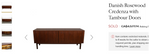 REFINISHED Danish Mid Century Modern Rosewood Credenza w Tambour Doors Finished Back 79
