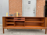 REFINISHED Danish Mid Century Modern Rosewood Credenza w Tambour Doors Finished Back 79