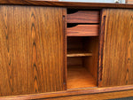 REFINISHED Danish Mid Century Modern Rosewood Credenza w Tambour Doors Finished Back 79