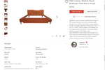 REFINISHED  Italian MCM Bed w floating nightstands Double 9