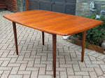REFINISHED MCM Boat Shaped Teak Table Selfstoring w 2 Leaves by Gustav Bahus 4