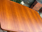 REFINISHED MCM Boat Shaped Teak Table Selfstoring w 2 Leaves by Gustav Bahus 5