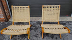 2 Mid Century Modern Rope Folding Lounge Chairs Wegner style 3