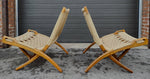 2 Mid Century Modern Rope Folding Lounge Chairs Wegner style 4