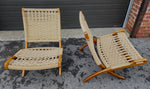 2 Mid Century Modern Rope Folding Lounge Chairs Wegner style 5