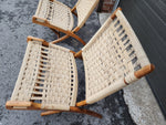2 Mid Century Modern Rope Folding Lounge Chairs Wegner style 8