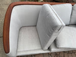 MCM Huber Barrel Back Teak Sofa, REFINISHED & REUPHOLSTERED in KNOLL stain repellent fabric, PERFECT 11
