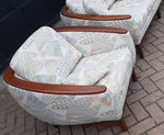 REFINISHED MCM Huber Barrel Back Teak Sofa and Lounge Chair- Mint (plus bonus armchair) 5