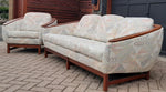 REFINISHED MCM Huber Barrel Back Teak Sofa and Lounge Chair- Mint (plus bonus armchair) 6