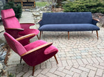 REFINISHED REUPHOLSTERED Mid Century Modern L. Tiengo Sofa & 2 Lounge Chairs 5