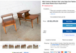REFINISHED MCM Walnut Two Tier / Step End Table, PERFECT 10