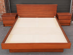 REFINISHED MCM Teak Bed Queen with 2 separate night stands by Mobican, PERFECT 2
