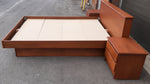 REFINISHED MCM Teak Bed Queen with 2 separate night stands by Mobican, PERFECT 8