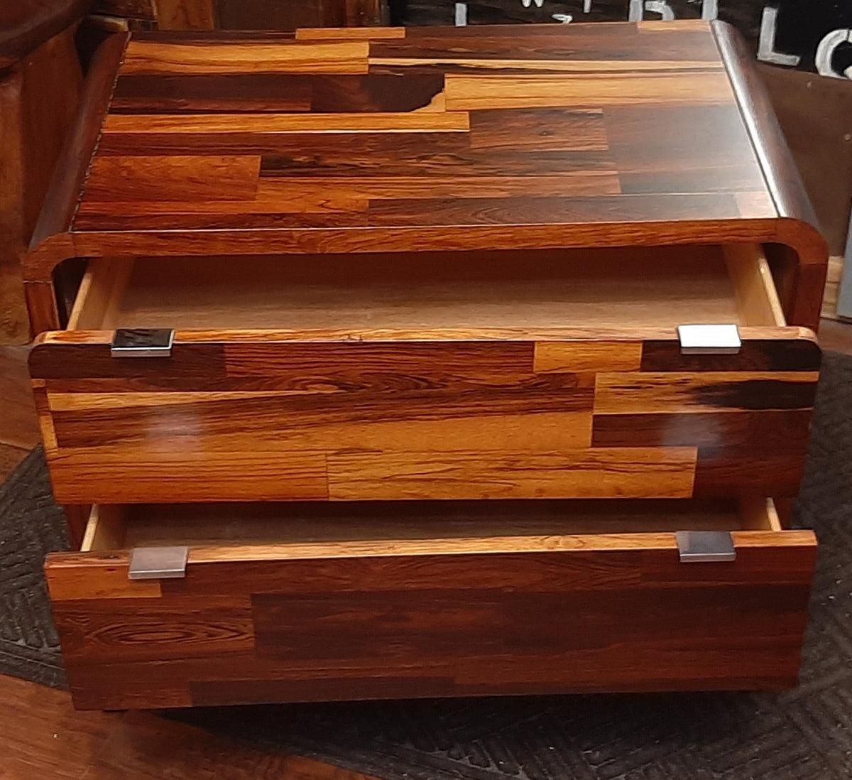 REFINISHED MCM Rosewood Patchwork Cabinet with 2 drawers 28