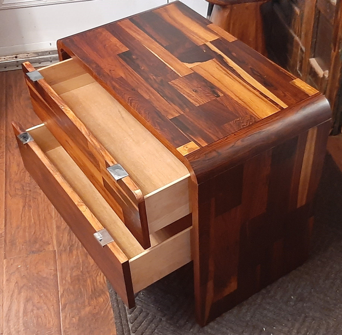 REFINISHED MCM Rosewood Patchwork Cabinet with 2 drawers 28