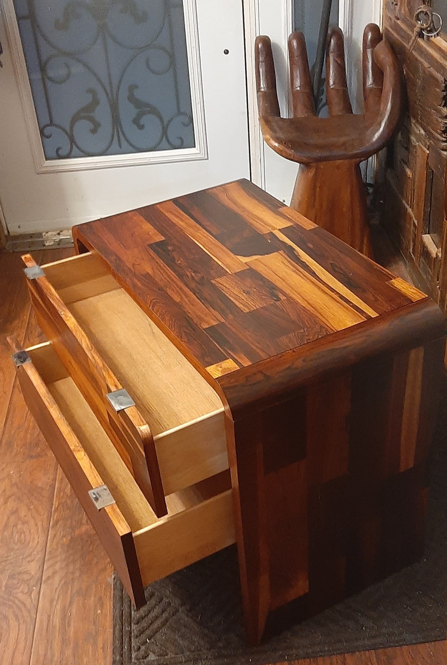 REFINISHED MCM Rosewood Patchwork Cabinet with 2 drawers 28", perfect, 2 AVAILABLE