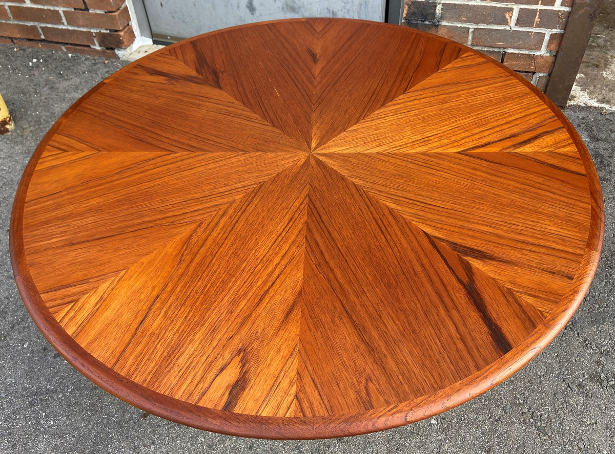 REFINISHED Mid Century Modern Teak Coffee Table Sunburst D 41