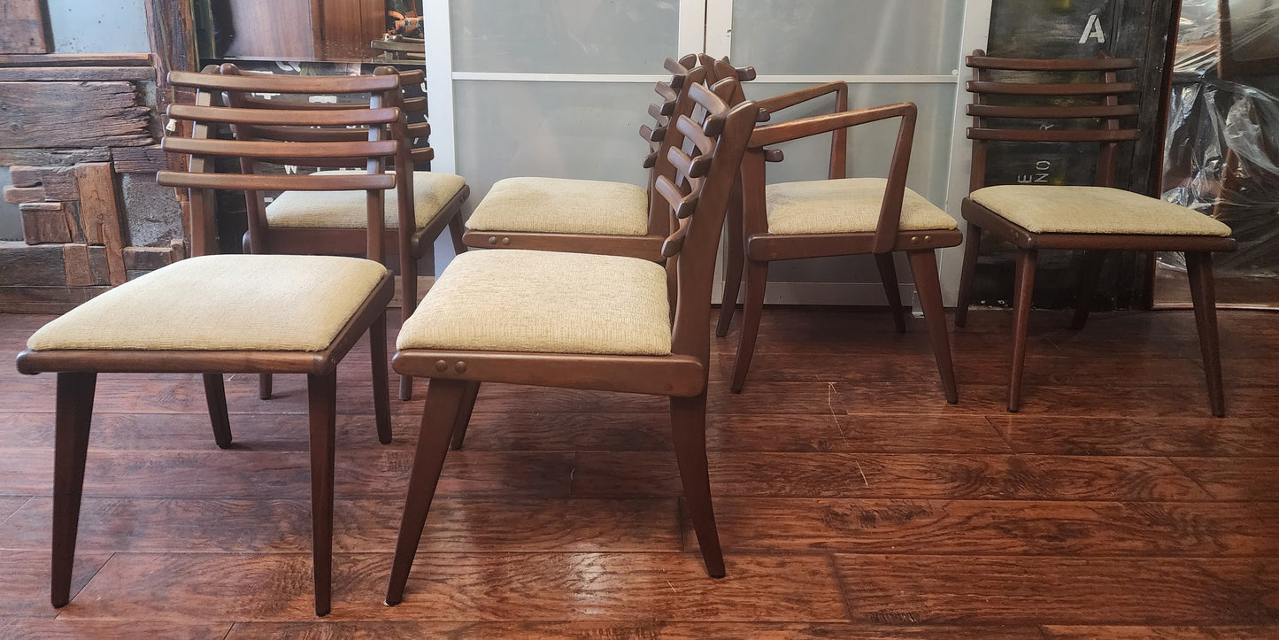 Mid Century Modern Russel Spanner Walnut Chairs (1 armchair 5 side chairs)