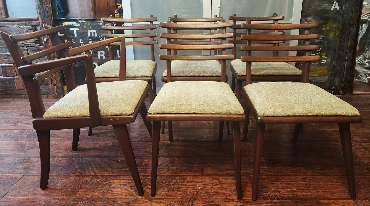 Mid Century Modern Russel Spanner Walnut Chairs (1 armchair 5 side chairs)