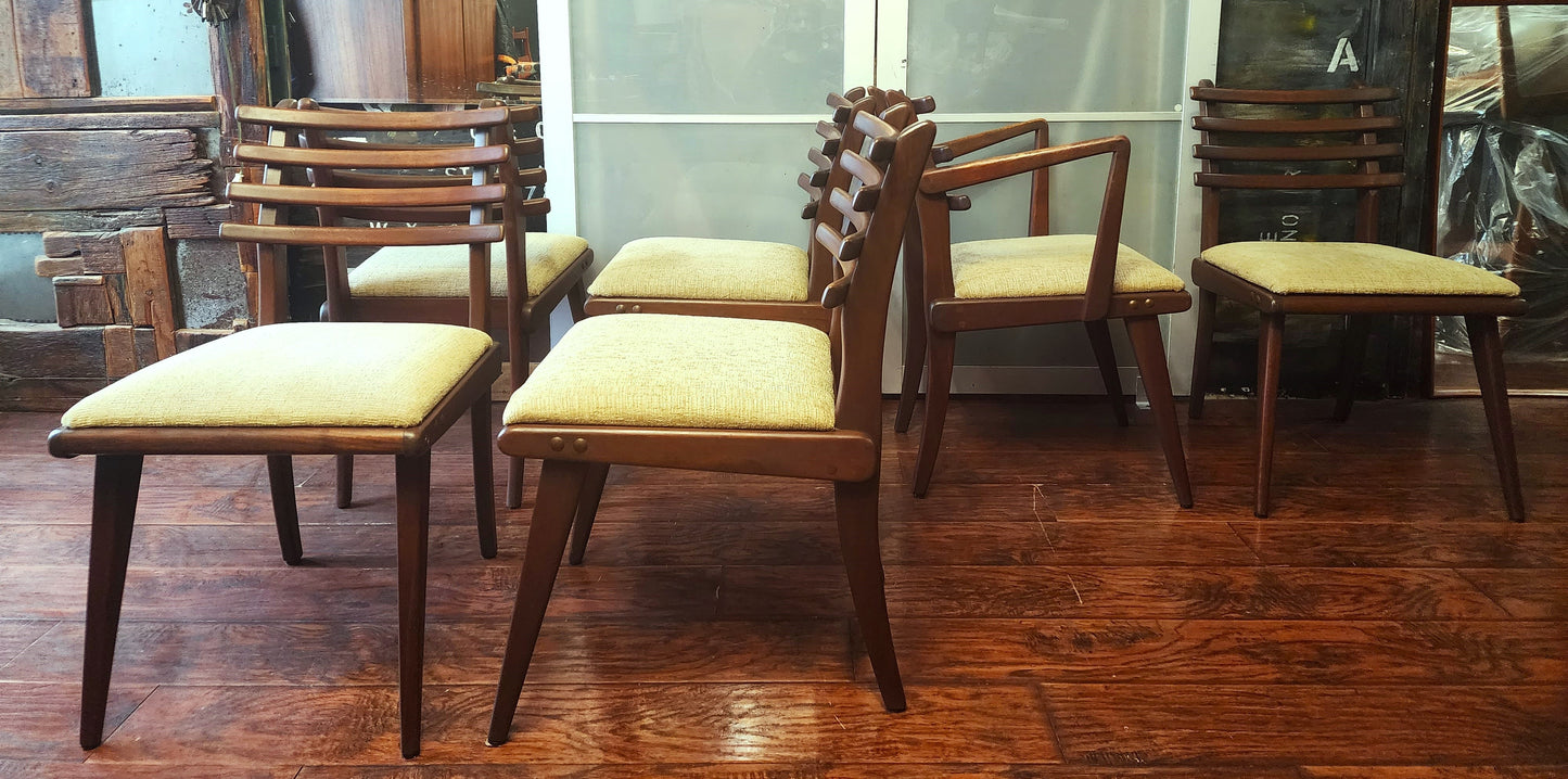 Mid Century Modern Russel Spanner Walnut Chairs (1 armchair 5 side chairs)