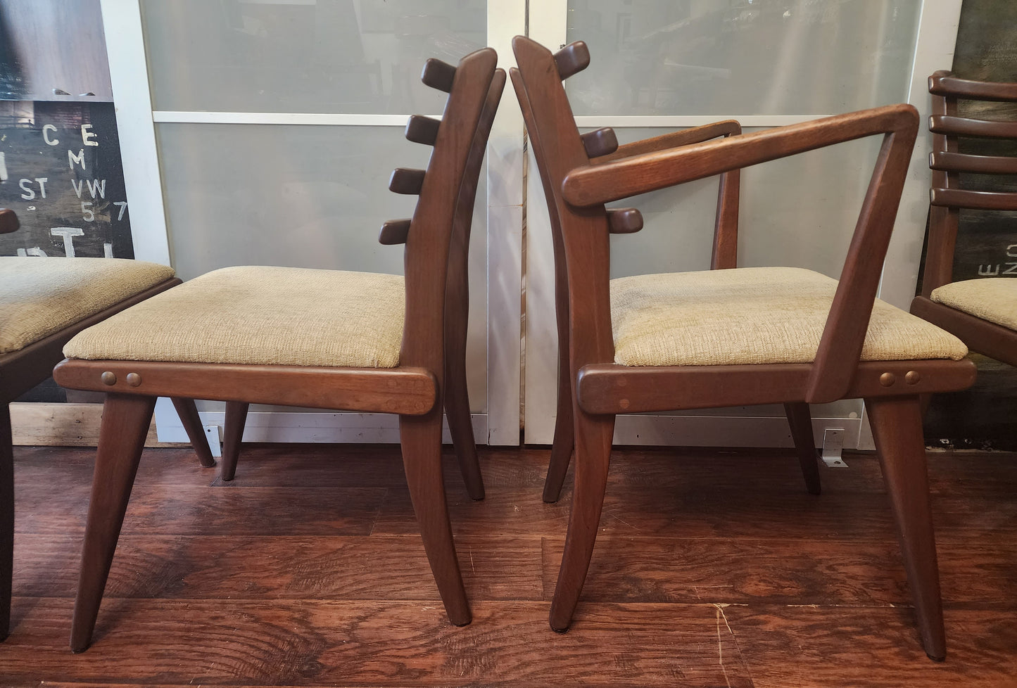 Mid Century Modern Russel Spanner Walnut Chairs (1 armchair 5 side chairs)