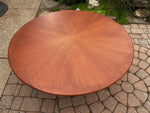 REFINISHED Mid Century Modern Teak Coffee Table Round Sunburst D 39