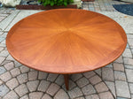 REFINISHED Mid Century Modern Teak Coffee Table Round Sunburst D 39