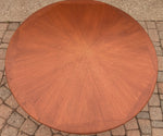 REFINISHED Mid Century Modern Teak Coffee Table Round Sunburst D 39