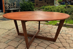 REFINISHED Mid Century Modern Teak Coffee Table Round Sunburst D 39