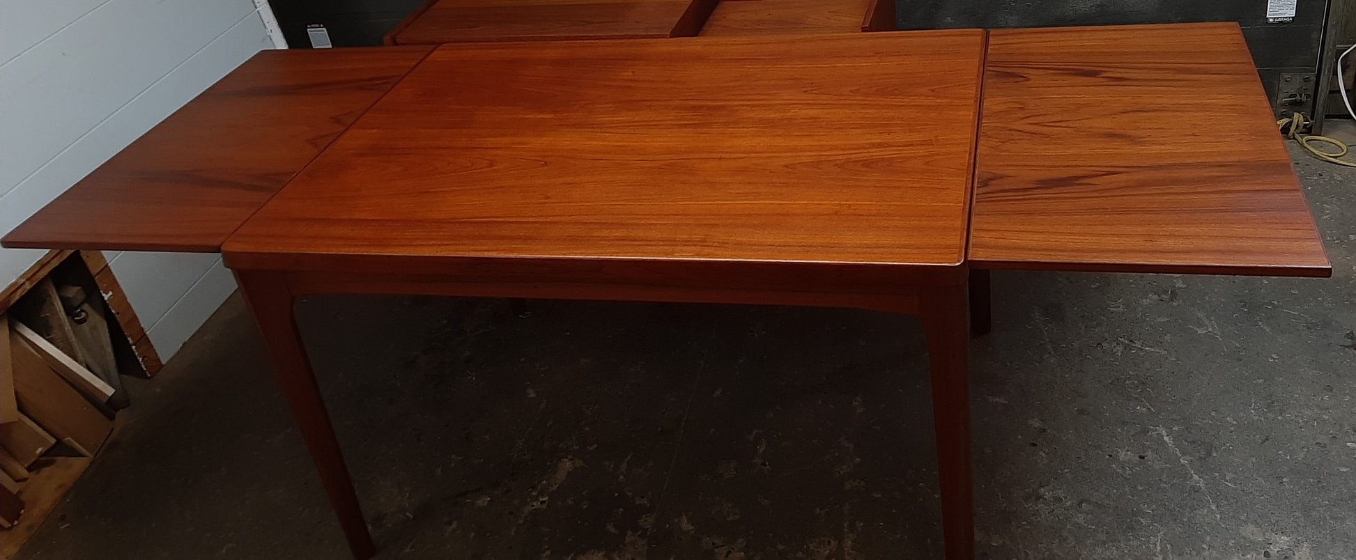REFINISHED Danish MCM Teak Draw Leaf Table by H. Kjaernulf 47"-82", PERFECT - Mid Century Modern Toronto