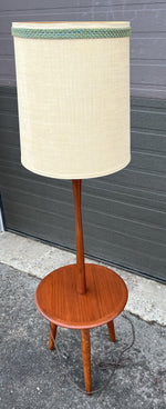 Mid Century Modern Teak Floor Lamp with Built-In Tripod Table, REFINISHED 4