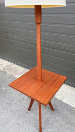 Mid Century Modern Teak Floor Lamp with Built-In Table, REFINISHED 2