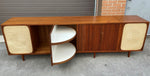 REFINISHED Unique MCM Teak Stereo Console with Tambour Doors & Rotating Bar 103