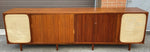 REFINISHED Unique MCM Teak Stereo Console with Tambour Doors & Rotating Bar 103