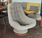 Mid Century Modern Teak Swivel Lounge Chair & Ottoman by R. Huber 6