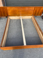 REFINISHED Mid Century Modern teak queen bed & 2 nightstands 4