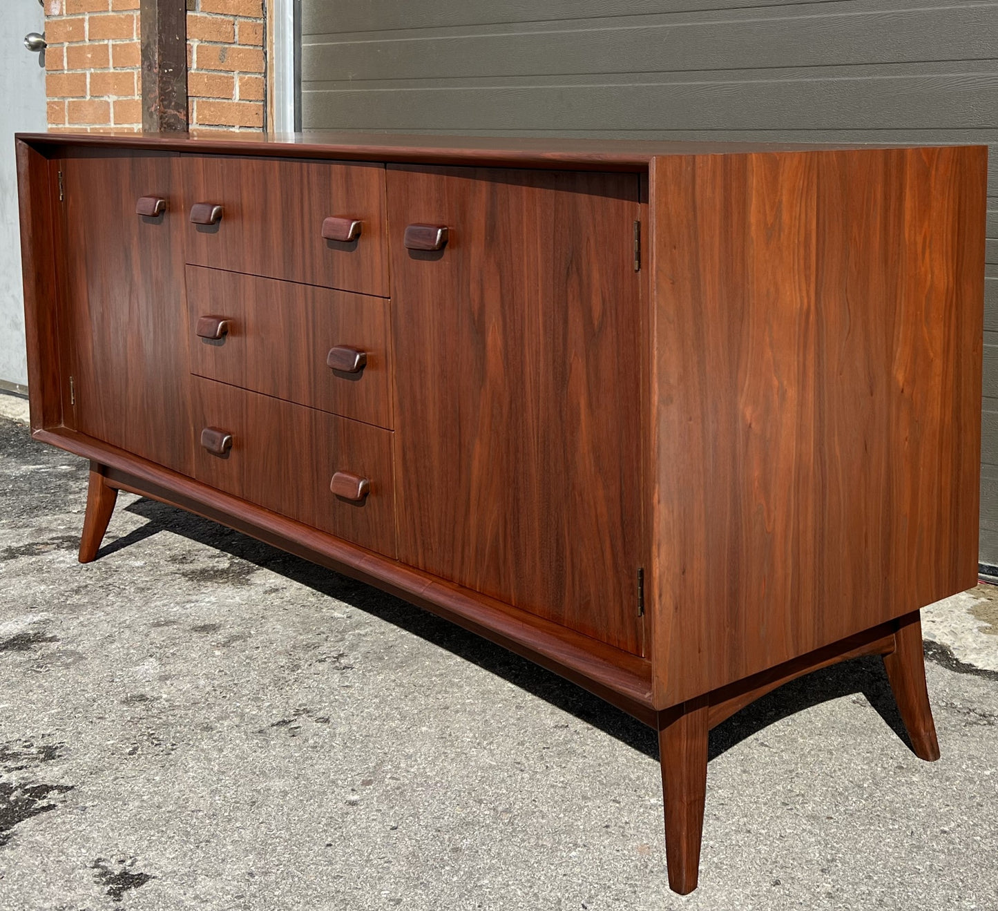 REFINISHED Mid Century Modern Walnut Sideboard by Russell Spanner, 68"