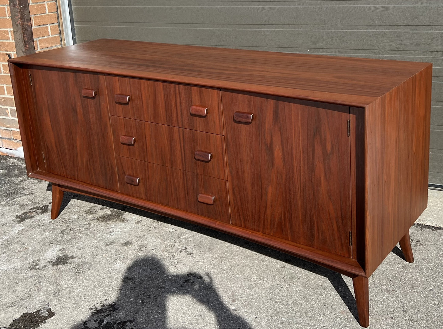 REFINISHED Mid Century Modern Walnut Sideboard by Russell Spanner, 68"