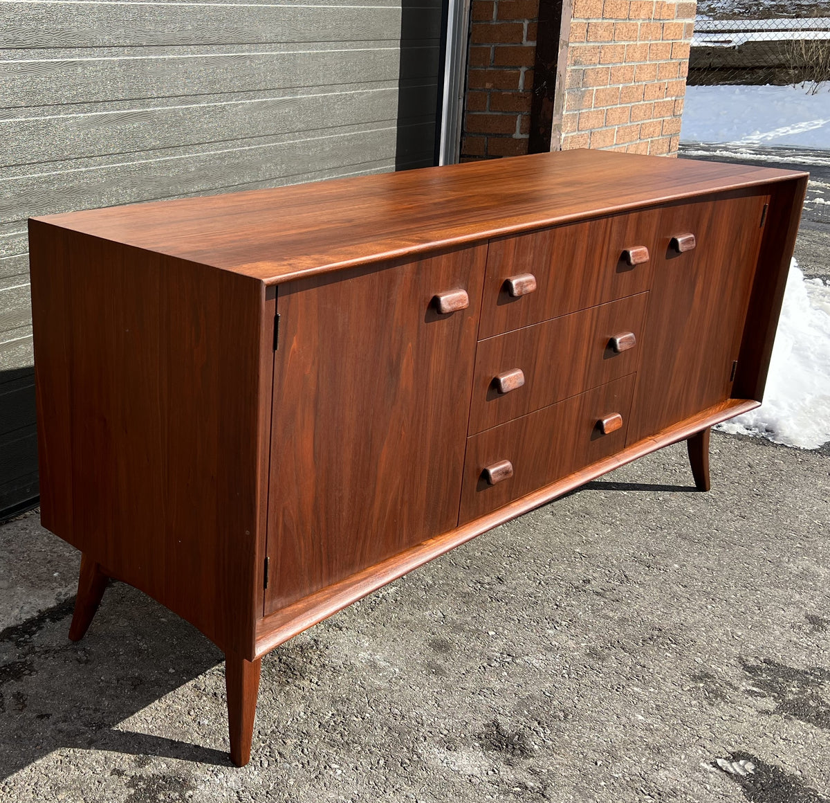 REFINISHED Mid Century Modern Walnut Sideboard by Russell Spanner, 68