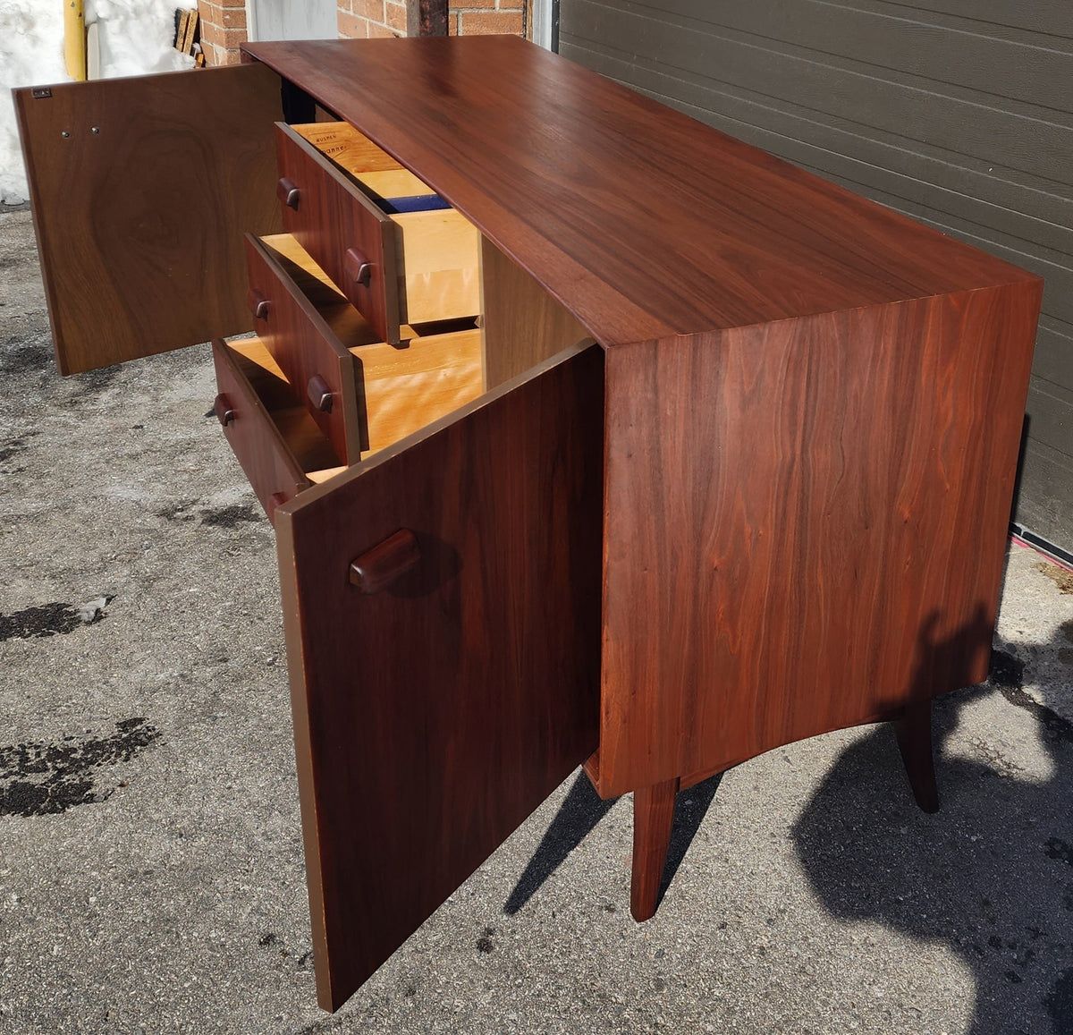 REFINISHED Mid Century Modern Walnut Sideboard by Russell Spanner, 68